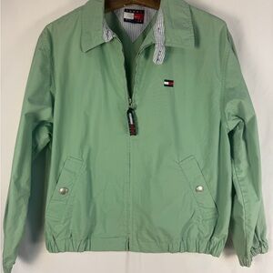 VTG Y2K Tommy Hilfiger Harrington Jacket, Light Green, Full Zip, Bomber style